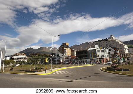 Buildings In The City With Mountains In The Background; Ushuaia, Tierra Del Fuego, Argentina View Large Photo Image Stock Photo - Buildings In The City With Mountains In The Background; Ushuaia, Tierra Del Fuego, Argentina. Fotosearch