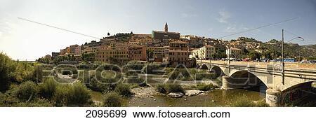 Buildings On A Hill; Ventimiglia Italy View Large Photo Image Stock Photo - Buildings On A Hill; Ventimiglia Italy. Fotosearch