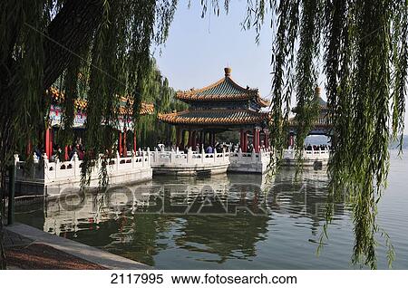 Stock Photography - Buildings Reflected In A Tranquil Lake; Beijing China. Fotosearch
