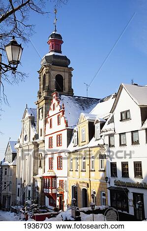 Buildings With Snow On Them In Winter; Hachenburg Rheinland-Pfalz Germany View Large Photo Image Stock Image - Buildings With Snow On Them In Winter; Hachenburg Rheinland-Pfalz Germany. Fotosearch