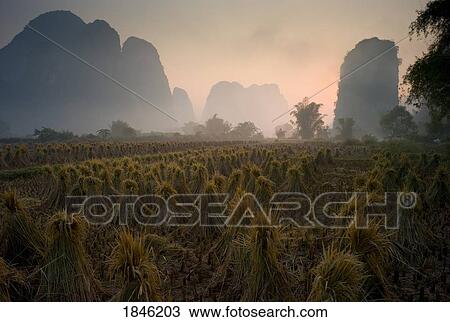 Stock Image - Bundles In Mountain Area; Yangshuo, China. Fotosearch
