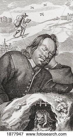 Stock Photo - Bunyan's Dream. Frontispiece To Pilgrim's Progress, 1680. John Bunyan, 1628 To 1688. Christian Writer And Preacher. From The Book Short History Of The English People By J. R. Green Published London 1893.. Fotosearch