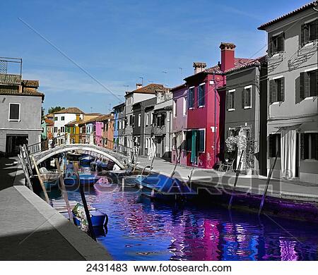 Stock Image - Burano, an island in the Venetian Lagoon; Northern Italy. Fotosearch