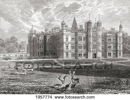 Picture - Burghley House, Stamford, England In The Late 19Th Century. From Our Own Country Published 1898.. Fotosearch