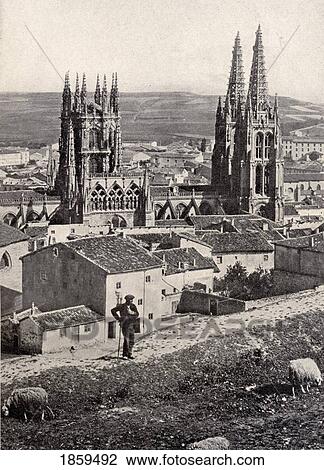 Stock Image - Burgos, Spain. The Cathedral Circa. 1910. Fotosearch