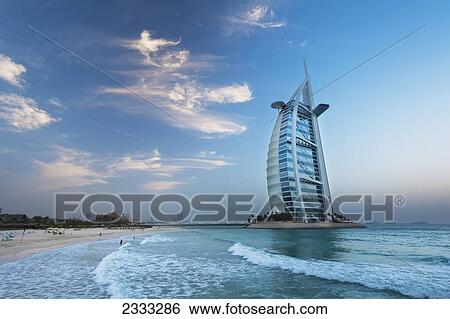 Burj Al Arab At Dusk; Dubai, United Arab Emirates View Large Photo Image Stock Photograph - Burj Al Arab At Dusk; Dubai, United Arab Emirates. Fotosearch