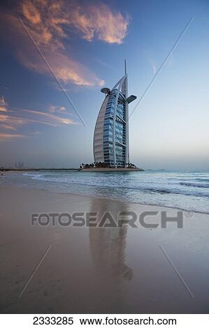 Burj Al Arab At Dusk; Dubai, United Arab Emirates View Large Photo Image Stock Photography - Burj Al Arab At Dusk; Dubai, United Arab Emirates. Fotosearch