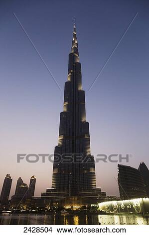 Picture - Burj Khalifa at sunset; Dubai, United Arab Emirates. Fotosearch
