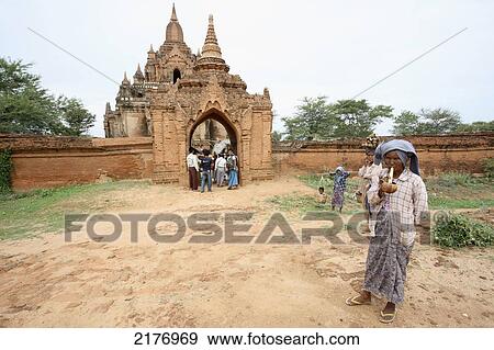 Burma, Local Villager And Pagoda; Bagan View Large Photo Image Stock Photo - Burma, Local Villager And Pagoda; Bagan. Fotosearch