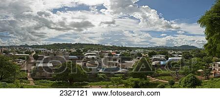 Stock Image - Burma, Mandalay, Panorama of town of Pin Oo Lwin in foothills of Shan State; Pin Oo Lwin. Fotosearch