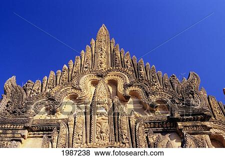 Burma (Myanmar), Detail of stucco reliefs on top of Tayyukpye temple; Bagan View Large Photo Image Stock Photo - Burma (Myanmar), Detail of stucco reliefs on top of Tayyukpye temple; Bagan. Fotosearch