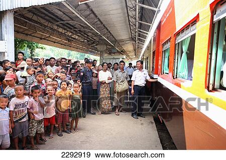 Burma/ Myanmar, Kids on Naba railroad station; Naba View Large Photo Image Stock Photo - Burma/ Myanmar, Kids on Naba railroad station; Naba. Fotosearch