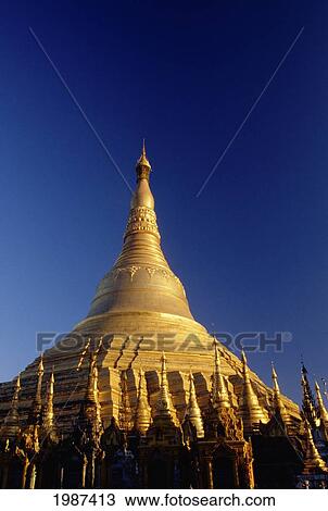 Burma (Myanmar), Rangoon, Shwedagon Pagoda, Blue Sky View Large Photo Image Stock Image - Burma (Myanmar), Rangoon, Shwedagon Pagoda, Blue Sky. Fotosearch