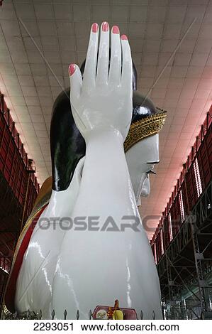 Stock Image - Burma/Myanmar, Statue Buddha at Kyaukhtatgyi pagoda; Rangoon. Fotosearch