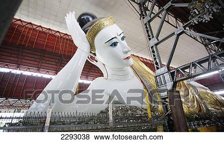 Stock Photo - Burma/Myanmar, Statue Buddha at Kyaukhtatgyi pagoda; Rangoon. Fotosearch