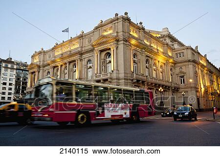 Bus Passing In Front Of Teatro Colon, Buenos Aires, Argentina View Large Photo Image Stock Photography - Bus Passing In Front Of Teatro Colon, Buenos Aires, Argentina. Fotosearch