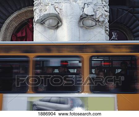 Bus Passing Statue At Museo Del Corso, Blurred Motion View Large Photo Image Picture - Bus Passing Statue At Museo Del Corso, Blurred Motion. Fotosearch