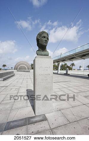 Stock Photo - Bust Of Alexander The Great By The Bibliotheca Alexandrina, The Modern Library Of Alexandria, Alexandria, Al Iskandar. Fotosearch