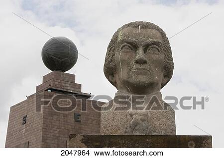 Picture - Bust Of Charles Marie De La Condamine And Mitad Del Mundo (Middle Of The World) Monument, Pichincha, Ecuador. Fotosearch