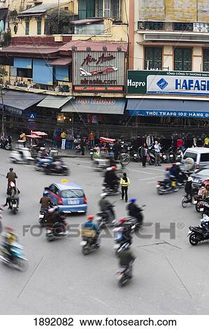 Busy Street In Old Quarter Of Central Hanoi View Large Photo Image Stock Image - Busy Street In Old Quarter Of Central Hanoi. Fotosearch