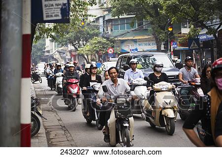 Stock Photo - Busy street scene in Hanoi; Hanoi, Vietnam. Fotosearch