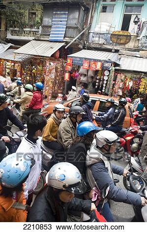 Stock Image - Busy Streets In The Old Quarter Of Central Hanoi, Vietnam.. Fotosearch