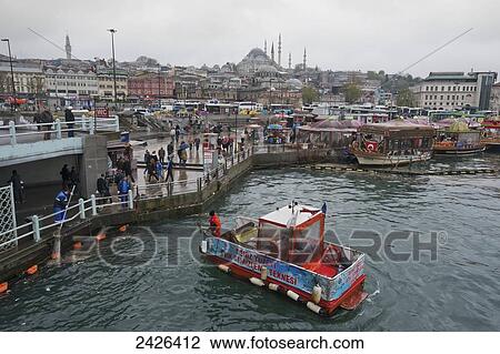 Stock Image - Busy waterfront; Istanbul, Turkey. Fotosearch