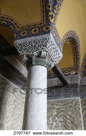 Stock Photo - Byzantine Column Head, The Interior Of Ayia Sophia, Sultanahmet, Istanbul, Turkey. Fotosearch