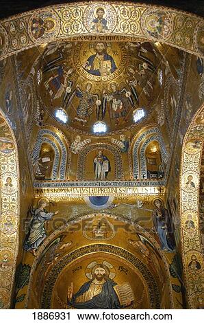 Byzantine Gold Mosaics In Cappella Palatina Chapel Of Norman Palace View Large Photo Image Stock Image - Byzantine Gold Mosaics In Cappella Palatina Chapel Of Norman Palace. Fotosearch