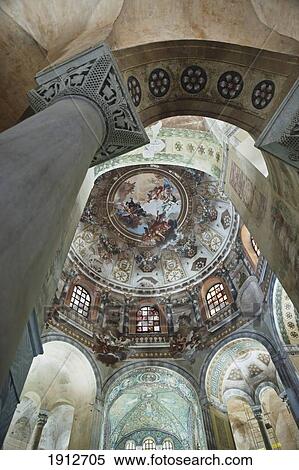 Stock Photography - Byzantine Mosaics In The Cupola In San Vitale Basilica; Ravenna, Emilia-Romagna, Italy. Fotosearch