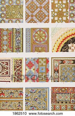 Stock Image - Byzantine No 2 Plate Xxvix From The Grammar Of Ornament By Owen Jones Published By Day & Son London 1865. Fotosearch