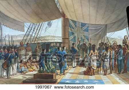 C. 1819 Baptism Of Kalanimoku Aboard The Uraine, In Detail, Jacques Arago View Large Photo Image Stock Photo - C. 1819 Baptism Of Kalanimoku Aboard The Uraine, In Detail, Jacques Arago. Fotosearch