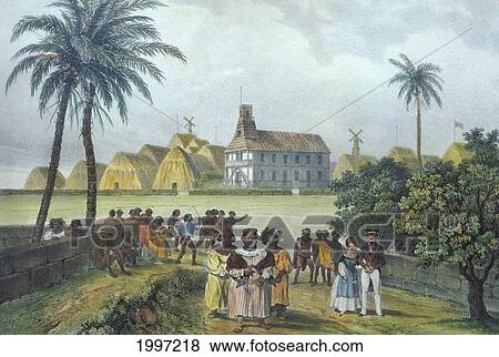 Stock Photo - C. 1825 Hawaii, Oahu, Honolulu, Kinau Returning From Church, Hawaiian Royalty, Woman. Fotosearch