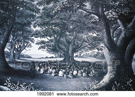 C. 1840 Art/Illustration, Hawaii, Kauai, William Alexander Preaching Beneath A Kukui Tree View Large Photo Image Stock Image - C. 1840 Art/Illustration, Hawaii, Kauai, William Alexander Preaching Beneath A Kukui Tree. Fotosearch