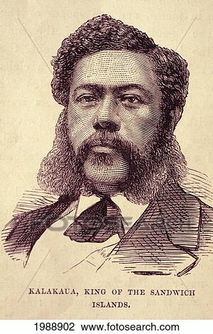 Stock Image - C. 1878, Magazine Illustration, Portrait Of King Kalakaua.. Fotosearch