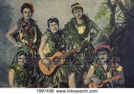 C. 1893 Hawaii, Photography, Girls With Guitars, Bertram View Large Photo Image Stock Photo - C. 1893 Hawaii, Photography, Girls With Guitars, Bertram. Fotosearch