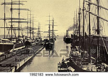 C. 1900 Postcard, Hawaii, Oahu, Honolulu Harbor, Tall Ships Line The Dock. View Large Photo Image Stock Image - C. 1900 Postcard, Hawaii, Oahu, Honolulu Harbor, Tall Ships Line The Dock.. Fotosearch