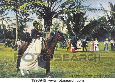 C. 1910 Pa'u Rider On Horse With Lei, In Park With People And Palms Background, Postcard View Large Photo Image Stock Photography - C. 1910 Pa'u Rider On Horse With Lei, In Park With People And Palms Background, Postcard. Fotosearch