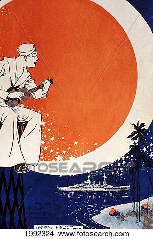 C. 1918 Sheet Music, Sailor Strumming Ukulele View Large Photo Image Picture - C. 1918 Sheet Music, Sailor Strumming Ukulele. Fotosearch