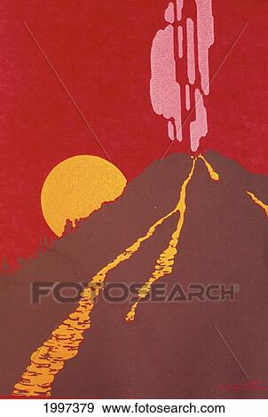 C. 1923 Hawaii, Big Island, Art, Volcano Eruption, Lava, Sun View Large Photo Image Stock Photo - C. 1923 Hawaii, Big Island, Art, Volcano Eruption, Lava, Sun. Fotosearch