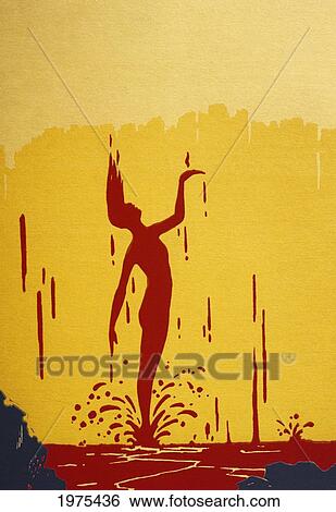 Stock Photograph - C. 1923, Hawaii, Rendition Of Goddess Pele, Vintage Hawaiian Art.. Fotosearch