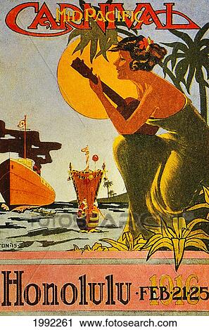 C. 1925 Sheet Music, Hawaiian Hula Girl Playing Ukulele To Greet Incoming Oceanliner. View Large Photo Image Stock Image - C. 1925 Sheet Music, Hawaiian Hula Girl Playing Ukulele To Greet Incoming Oceanliner.. Fotosearch