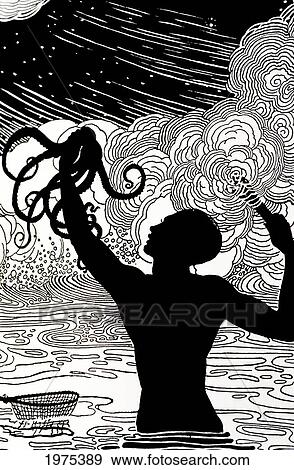 C. 1930 Don Blanding Art, Catching Octopus, Figure Of Man Holding Up Octopus (Pen And Ink Drawing). View Large Photo Image Stock Photo - C. 1930 Don Blanding Art, Catching Octopus, Figure Of Man Holding Up Octopus (Pen And Ink Drawing).. Fotosearch
