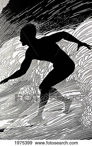 C. 1930, Don Blanding Art, Surfer, Figure Of A Man Surfing A Wave (Pen And Ink Drawing). View Large Photo Image Stock Photo - C. 1930, Don Blanding Art, Surfer, Figure Of A Man Surfing A Wave (Pen And Ink Drawing).. Fotosearch