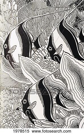 Stock Photography - C. 1930, Don Blanding, Illustraion Of Angelfish.. Fotosearch