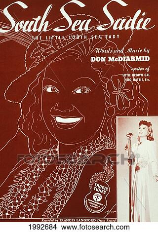 C. 1940 Sheet Music, South Sea Sadie, Graphical Image Of A Hawaiian Woman View Large Photo Image Picture - C. 1940 Sheet Music, South Sea Sadie, Graphical Image Of A Hawaiian Woman. Fotosearch