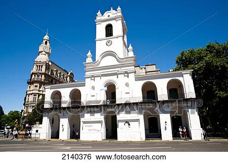 Stock Photograph - Cabildo, Old Government Building That Now Hosts A Museum, Plaza De Mayo, Buenos Aires, Argentina. Fotosearch