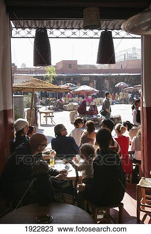 Stock Image - Cafe Des Epices (The Spice Cafe) In Spice Souk, Marrakesh, Morocco. Fotosearch