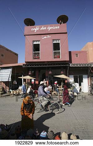 Stock Photo - Cafe Des Epices (The Spice Cafe) In Spice Souk, Marrakesh, Morocco. Fotosearch