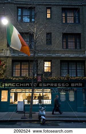 Picture - Cafe Early In The Morning, Manhattan, New York, Usa.. Fotosearch